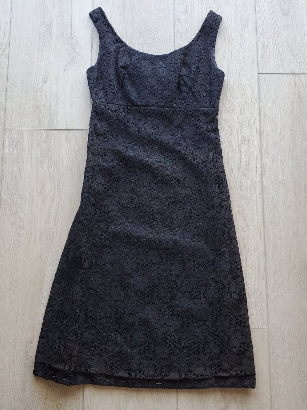 Vintage 70s Black Lace Sleeveless Mini Dress
